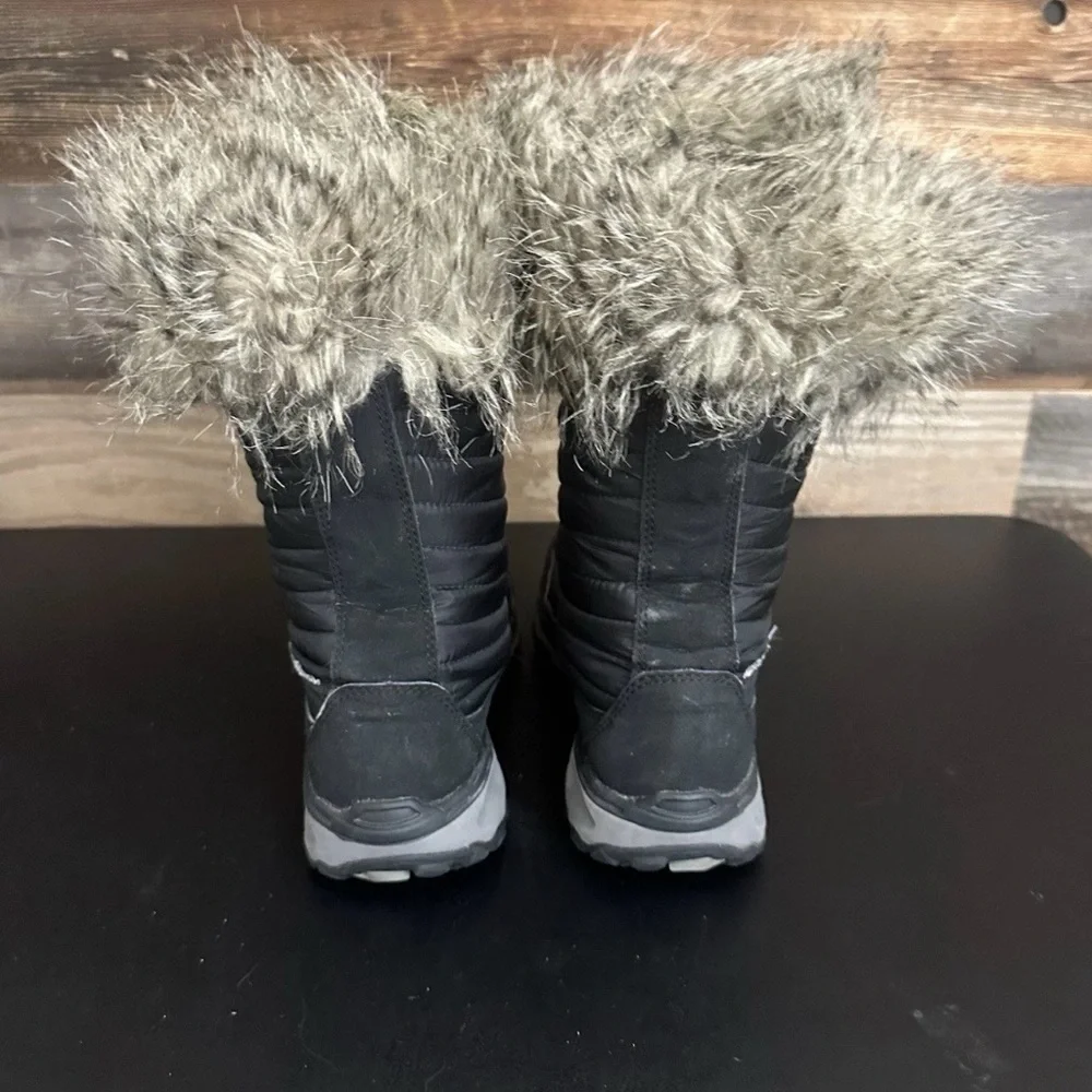 Eddie Bauer Womens Black Fur Trimmed Winter Outdoor Boots Size 9 Vibram Bottom - Picture 3 of 9